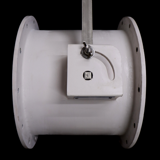 Handle mechanism of a white damper valve.